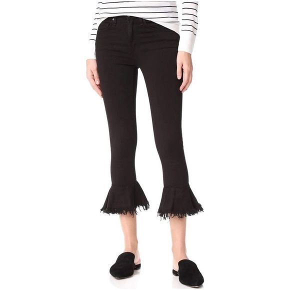 Anthropologie McGuire Denim Black Bohemia Flare Crop, size 24 - Picture 1 of 11